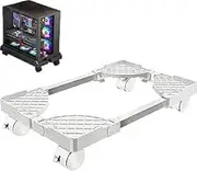 SZKKQKJ Suitable for PC Tower Computer Stand, Mobile CPU Stand, Universal CPU Stand with Four Wheels, CPU Cart Under Gamer Desk, Computer Desktop Stand, with Wheels, White