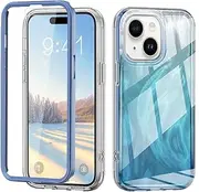 Phone Cover Bundles Case Compatible with iPhone 15,Full Body Case Slim Protective Phone Cover Designed Transparent Anti-Scratch Shock Absorption Case Compatible with 15 Case(Blue)