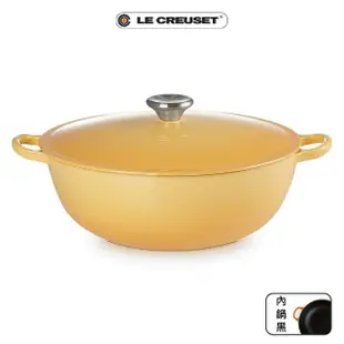 【Le Creuset】琺瑯鑄鐵鍋媽咪鍋28cm 水漾藍/蜂蜜黃/雪紡粉 3色可選(贈TNS 單柄平煎鍋28cm)