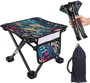 Folding Camping Stool Portable Collapsible Stool Outdoor Fishing Stool with Carry Bag for Traveling Hiking Beach Supplies Camping Stool