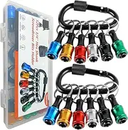 12PCS Bit Holders 1/4 Socket, Hex Shank Screwdriver Bit Holder for Impact Driver Drill Bit Keychain Extension Bar Quick Release Easy Change for Tools & Home Improvement