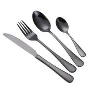 Catzon 32 Pcs Black Tableware Stainless Steel Mirror Polished for Daily Use