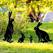 Easter Metal Bunny Garden Decor, Metal Rabbit Stakes Rabbit Decorative Garden Stakes, 3D Yard Decor