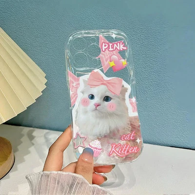 Color: Blue, Material: EVA - Cute Kitten Phone Case for iPhone 15 14 13 12 11 Pr