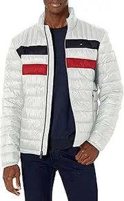 [Tommy Hilfiger] Men's Ultra Loft Lightweight Packable Puffer Jacket (Standard and Big & Tall), Ice Color Block, 3X
