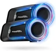 Fodsports FX7 10 Riders Mesh Motorcycle Bluetooth Headset, Dual Chips V5.4 Helmet Bluetooth Headset with Audio Multitasking, Music Share, Motorcycle Intercom with CVC & ENC Noise Reduction, FM, 2 Pack