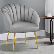 ALFORDSON Velvet Armchair Accent Chair with Solid Steel Chrome Legs, Nursing Chair Lounge Sofa for Reading Bedroom Living Dressing Room, Max 180kg Holding, Kendra Grey