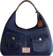 True Religion Women's Shoulder Bag Purse, Large Hobo Handbag with Front Pockets