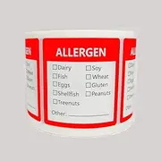 Fluorescent Red Allergen Warning Stickers Labels - 1.8 X 2 Inch Food Rotation Labels Removable Allergen Warning Label 500 Adhesive Allergy Stickers
