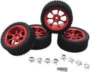 [kowaku] 4 Pieces RC Car Wheels and Tires RC Tires and Rims Easy to Install RC Crawler Car Tires for Wltoys 1/14 RC Crawler Car DIY, red