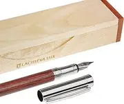 LACHIEVA Luxury Rosewood Fountain Pen, Gorgeous Pen with Schmidt Nib (Fine Size), Converter, Cartridges. Nice Rose Wood Pen Set for Men & Women. Best and Professional, Executive, Office Gift (Rosewood).