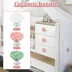 6Pcs Ceramic Door Knobs Cabinet Flower Handles Cupboard Drawer Pull Knobs-