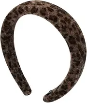Leopard Print Headband Wide Padded Headband for Women Girls Leopard Puffy Headbands for Women Cheetah Hairband Brown Sponge Headband for Long Short Hair Accessories
