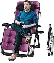 Zero Gravity Lounge Chair, Outdoor Folding Zero Gravity Chair, Premium Ergonomic Patio Recliner Folding Reclining Zero Gravity Chair Supports Over 440lbs/200kg Lounge Chair (Color : Purple Pads, Siz