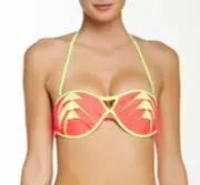 Beach Bunny Lunar Bandeau Halter Strap Back Tie Bikini Top Swimwear Size M