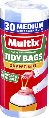 Multix Drawtight Reliable & Strong Tidy Bags, 65 Cm X 52 Cm Size (Pack of 30)