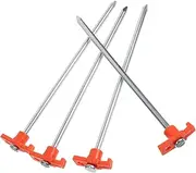 Mipcase 4pcs Heavy Duty Tent Stakes Resistant Metal Lawn Stakes for Secure Tent Fixing Durable Canopy Pegs for Outdoor Camping and Hard Ground Use