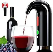 Zurligi Electric Wine Aerator with Stopper, One Touch Automatic Wine Bottle with USB Rechargeable, Red White Wine Pourer, Wine Accessories for Wine Lovers (Black)