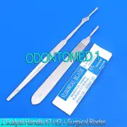 2 STAINLESS STEEL SCALPEL KNIFE HANDLE #7 #3 + 10 SURGICAL STERILE BLADES #11