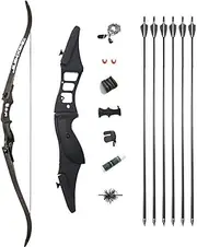 54 Inch Takedown Recurve Bow and Arrow Set 30-50 Lbs Aluminum Alloy Bow Riser Right Handed Longbow for Outdoor Shooting Practice Competition