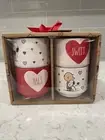 Set 4 VALENTINE Rae Dunn Peanuts Snoopy 3x3.5” Ramekin Snack Serve Bowls Ceramic