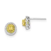 14k Yellow Gold Two-tone Fancy Yellow Real Diamond Post Earrings