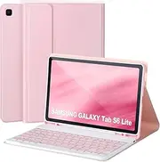 Keyboard Case for Samsung-Galaxy-Tab S6 Lite 10.4" 2022/2020, Galaxy Tab S6 Lite SM-P610/P613/P615/P619 Fashion Tablet Cover Case with Detachable Wireless Keyboard Pen Holder,Pink