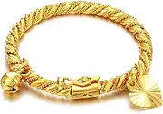[UMtrade] Gold Plated New Born Baby Charm Bracelets for Girls and Boys with Heart Leaf,Bell