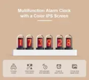 MiniIPS 6 Digit Clock Pseudo Glow Tube Clock Alarm Clock with Color IPS Screen