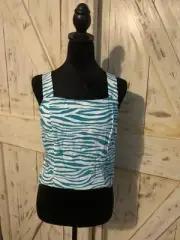 Bar III zebra print blue azul cropped top square neck Petite Medium