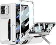 [YQODSZ] for Google Pixel 9 Pro Fold Case with Card Holder, All-Inclusive Case with Kickstand Screen Protector Hinge Protection Card Slot Stand Protective Cover for Google Pixel 9 Pro Fold Silver