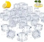 Anyumocz 60 Pcs Clear Fake Ice,Acrylic Clear Ice Rock,Plastic Ice Cubes for Vase Filler,Birthday Favors,Centerpieces,Photography