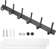 Eydeal Hand Towel Hooks Rack Wall Mount Adhesive Stainless Steel Metal Coat Hangers for Front Door Bathroom Bedroom Office (Black, 6 Hooks)