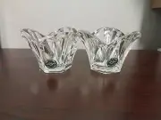 New Lenox Oracle Votive Heavy Lead Fine Crystal 3 Sided Candle Holder Set Of 2