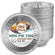 Silver Aluminum Foil Tart Pan - 100Pcs Disposable Mini Pie Tins Round Pan for Cake Pie Tin Foil Pans Tin 2.9 inch Liners Aluminum Pans Disposable Mini Tart Pan Mini Cheesecake Pans for Baking