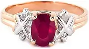 [Galaxy Gold GG] 1.47 Carat 14k Solid Rose Gold Ring with Genuine Diamonds and Natural Oval-Shaped Ruby