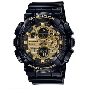 CASIO卡西歐G-SHOCK漆金色黑子夜時刻馳騁腕錶-金黑(GA-140GB-1A1)原廠公司貨