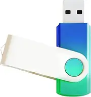 [REWBOAT] 1 Pack Green-Blue 64GB USB Flash Drive Gradient Color 2.0 Memory Stick Wholesale Bulk Swivel Design Thumb for Data Storage