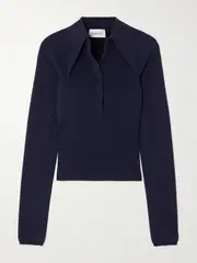 [16ARLINGTON] 16ARLINGTON - Vitara Silk And Cotton-blend Top - Navy - small small Blue
