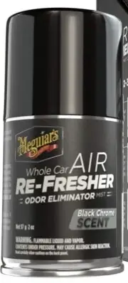 Meguiars Whole Car Air Re-Fresher Odor Eliminator Mist Black Chrome Scent 2oz