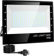 100W LED Flood Light - 10000LM, 6500K Daylight White, IP66 Waterproof