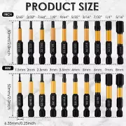 20Pcs Impact Hex Head Allen Wrench Drill Bit Set SAE and Metric S2 Alloy SE