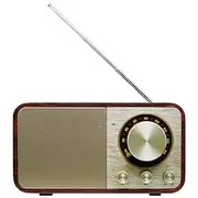 Portable Bluetooth Speaker with FM Radio Vintage Radio with SD/USB Memory Music Player Function, Wireless Streaming from Smartphone, 10 Hours Playback (Walnut)