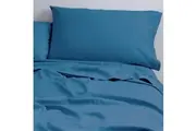 Park Avenue 500TC Double Bed Natural Cotton Fitted Flat Sheet Pillowcases Blue