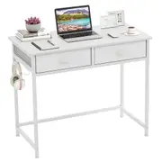 Giantex Home Office Desk Space Saving Computer Desk w/2 Drawers Study Desk White