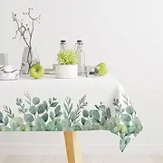 Tablecloth 152 x 213cm Rectangular, Eucalyptus Floral Table Cover for Party Picnic Dinner Decor (Spring Summer)