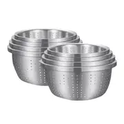 SOGA 2X Stainless Steel Nesting Basin Colander Perforated Kitchen Sink Washing Bowl Metal Basket Strainer Set of 4
