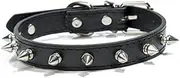 Spiked Dog Collar, Spike Collar for Dogs Punk PU Leather Spiked Cat Collar Adjustable Puppy Collars (Black, M)