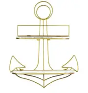 Anchor Shaped Hanging Shelf Floating Shelves Rustic White Wood With Gold Color