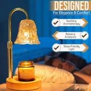 Candle Warmer Lamp Adjustable Height With Timer Dimmer Wax Melt Night Light